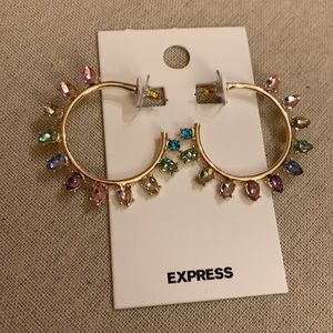 Express Colored Gem Hoop Earrings
